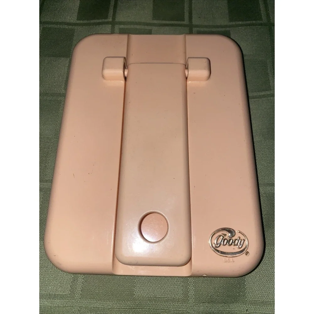 Vintage Goody Mirror Stand Up Vanity Rectangle USA Peach Pink